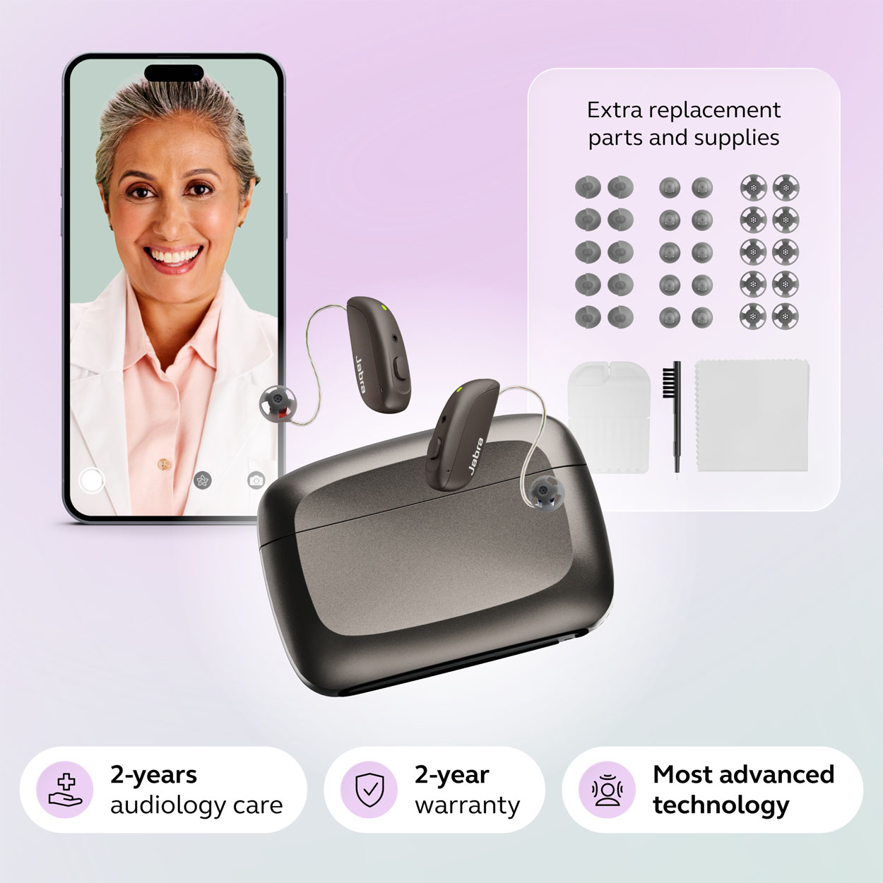 Jabra Enhance Select M3 Complete Bundle, Warm Gray, image number 1